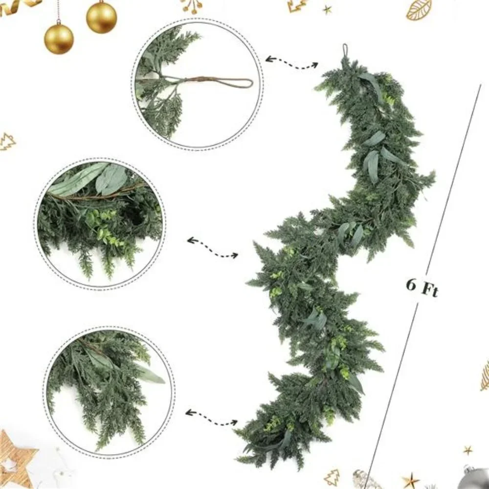 Christmas Decorations - 6ft Cedar Christmas Garland - Realistic Artificial